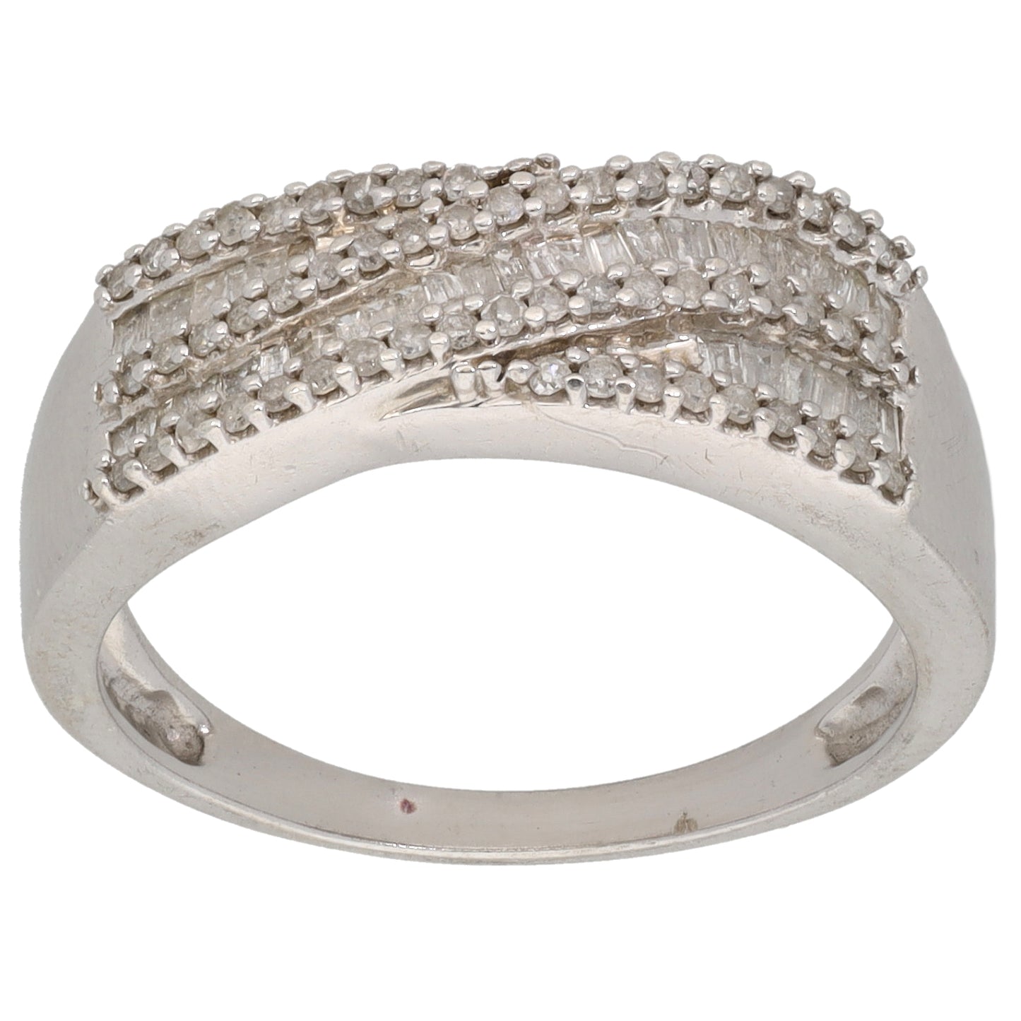 Sterling Silver 0.64ct Diamond Dress/Cocktail Ring Size P