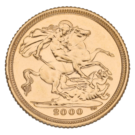 22ct Gold Queen Elizabeth II Half Sovereign Coin 2000