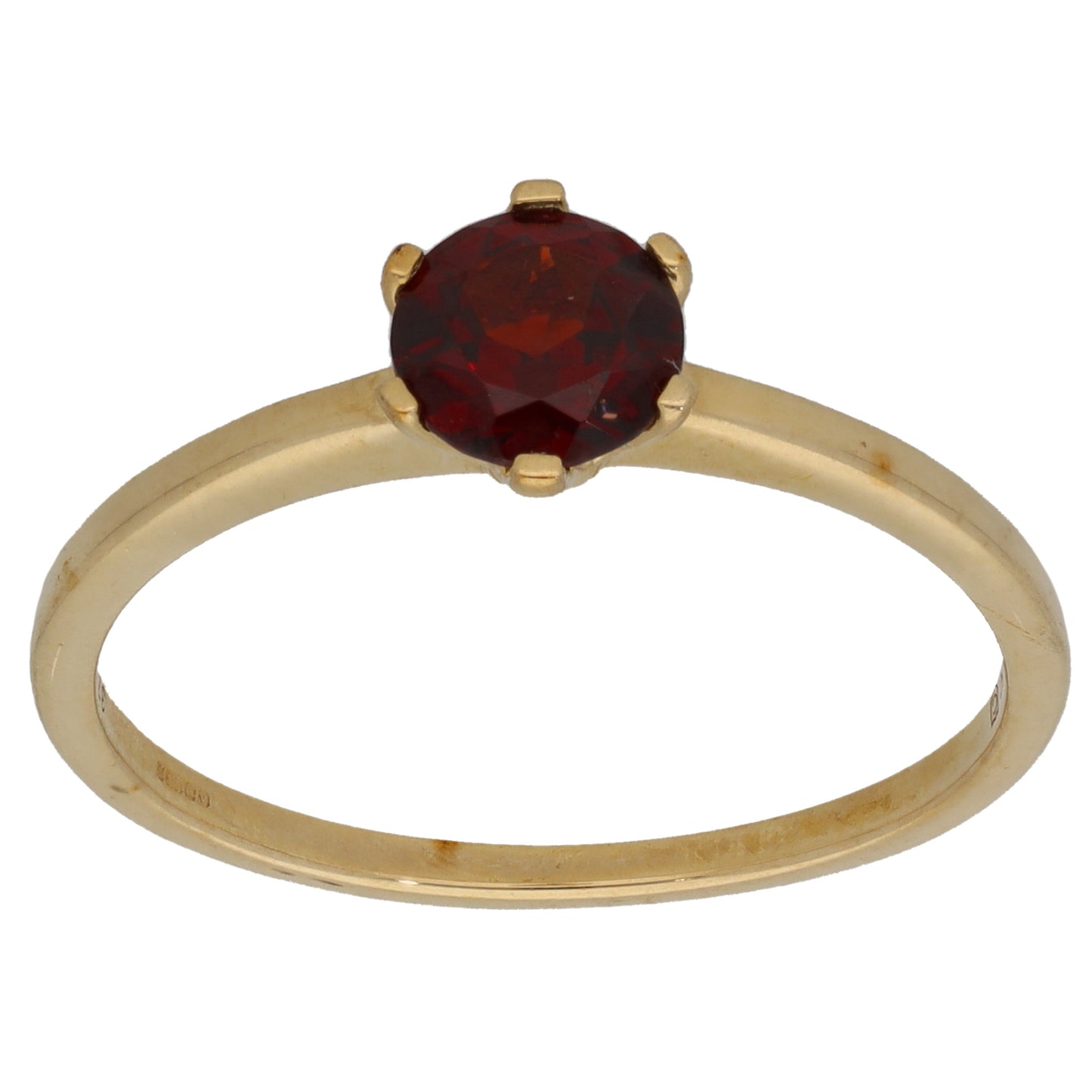 9ct Gold Garnet Single Stone Ring Size S