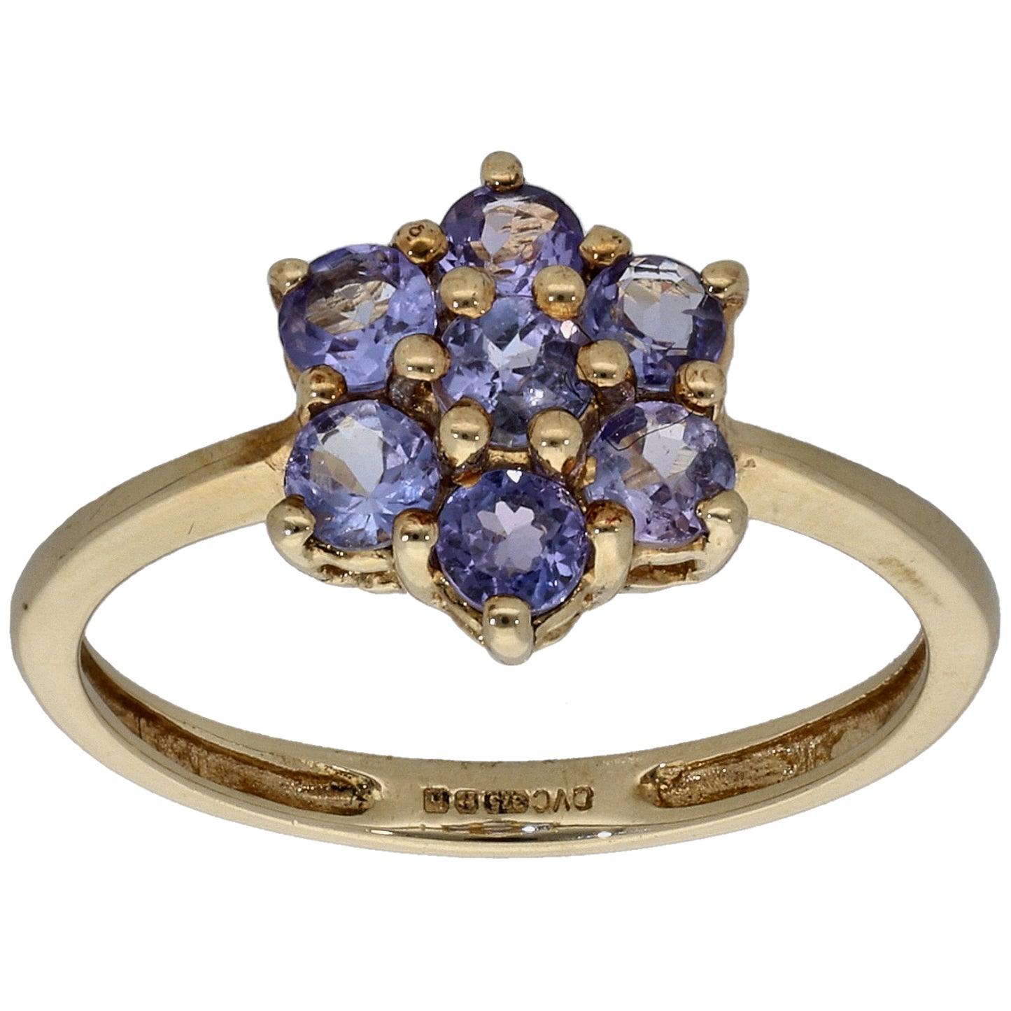 9ct Gold Tanzanite Cluster Ring Size L