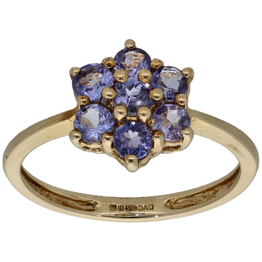 9ct Gold Tanzanite Cluster Ring Size L