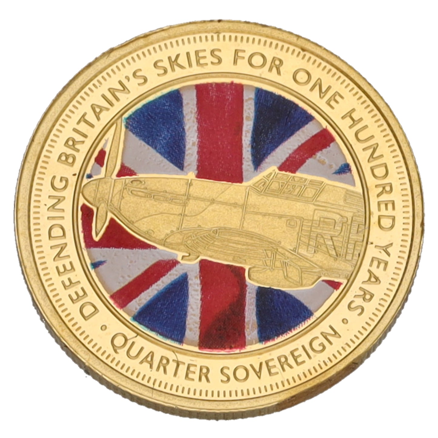22ct Gold Defending Britain's Skies For One Hundred Years Quarter Sovereign Coin 2018