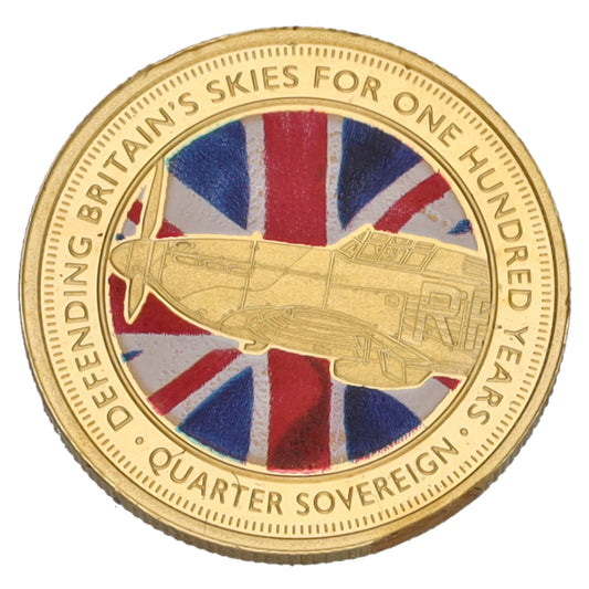 22ct Gold Defending Britain's Skies For One Hundred Years Quarter Sovereign Coin 2018