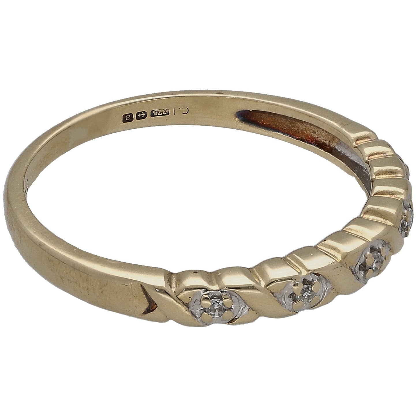 9ct Gold 0.025ct Diamond Half Eternity Ring Size M