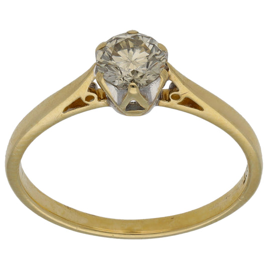 9ct Gold 0.56ct Diamond Solitaire Ring Size P
