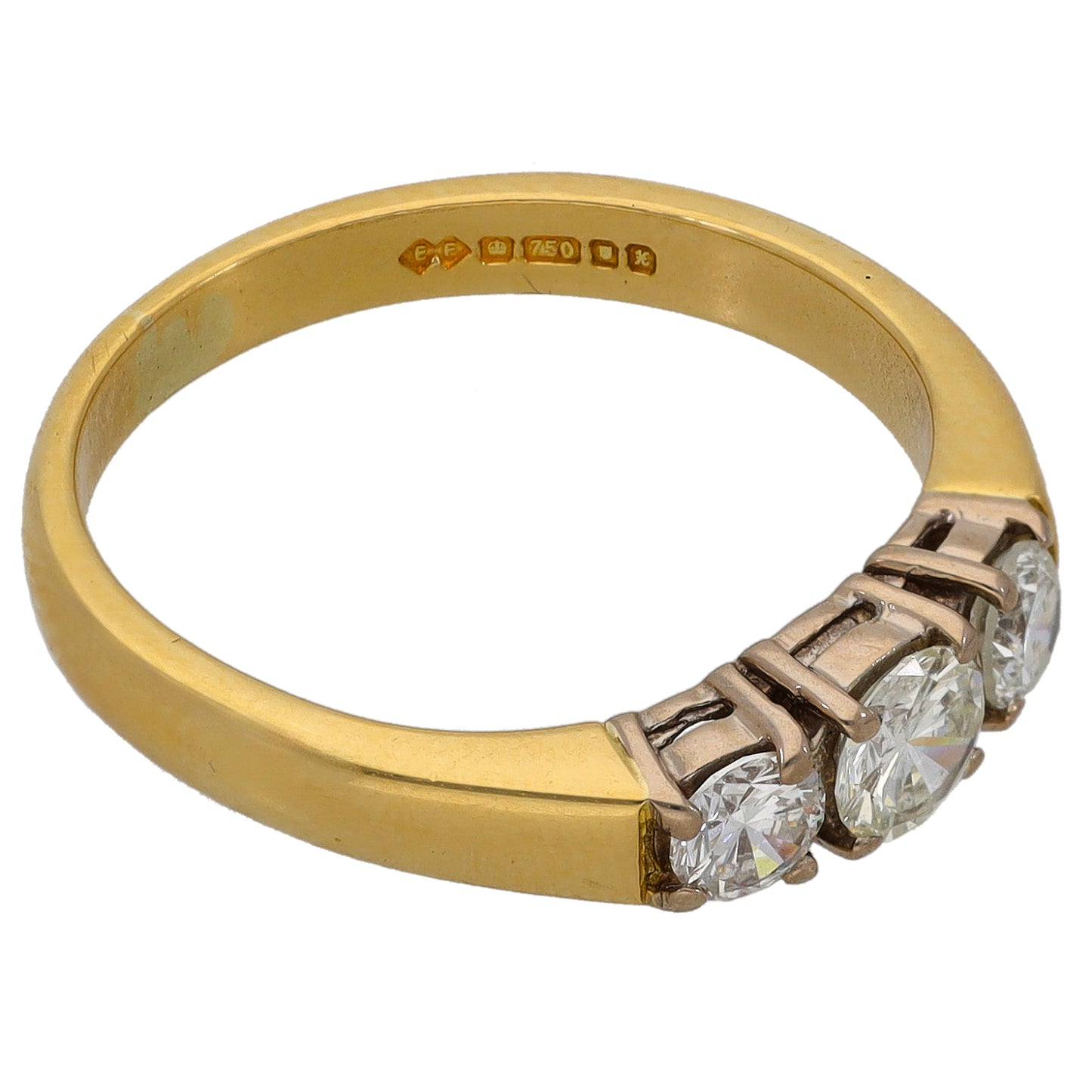 18ct Gold 0.57ct Diamond Trilogy Ring Size N