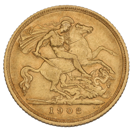 22ct Gold King Edward VII Half Sovereign Coin 1908