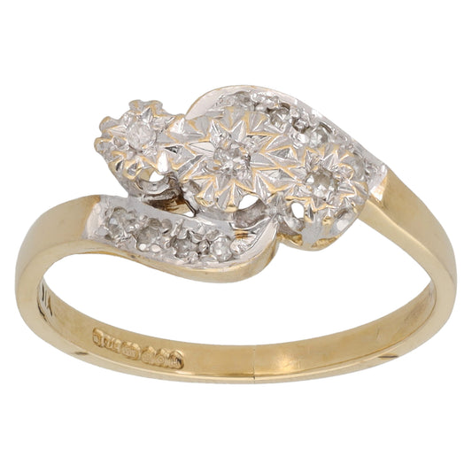 9ct Gold 0.11ct Diamond Dress/Cocktail Ring Size M