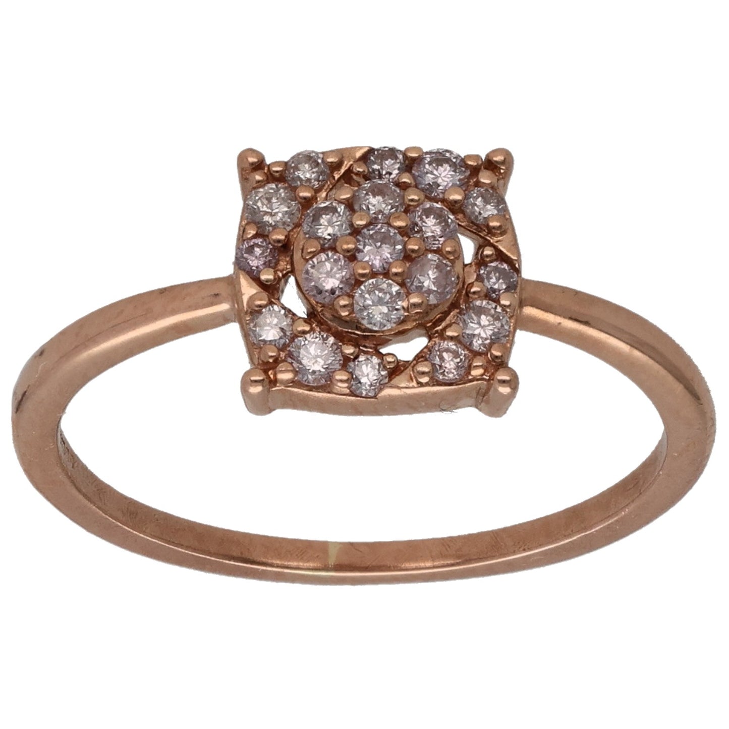 9ct Rose Gold 0.15ct Diamond Cluster Ring Size L