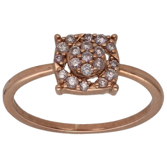 9ct Rose Gold 0.15ct Diamond Cluster Ring Size L