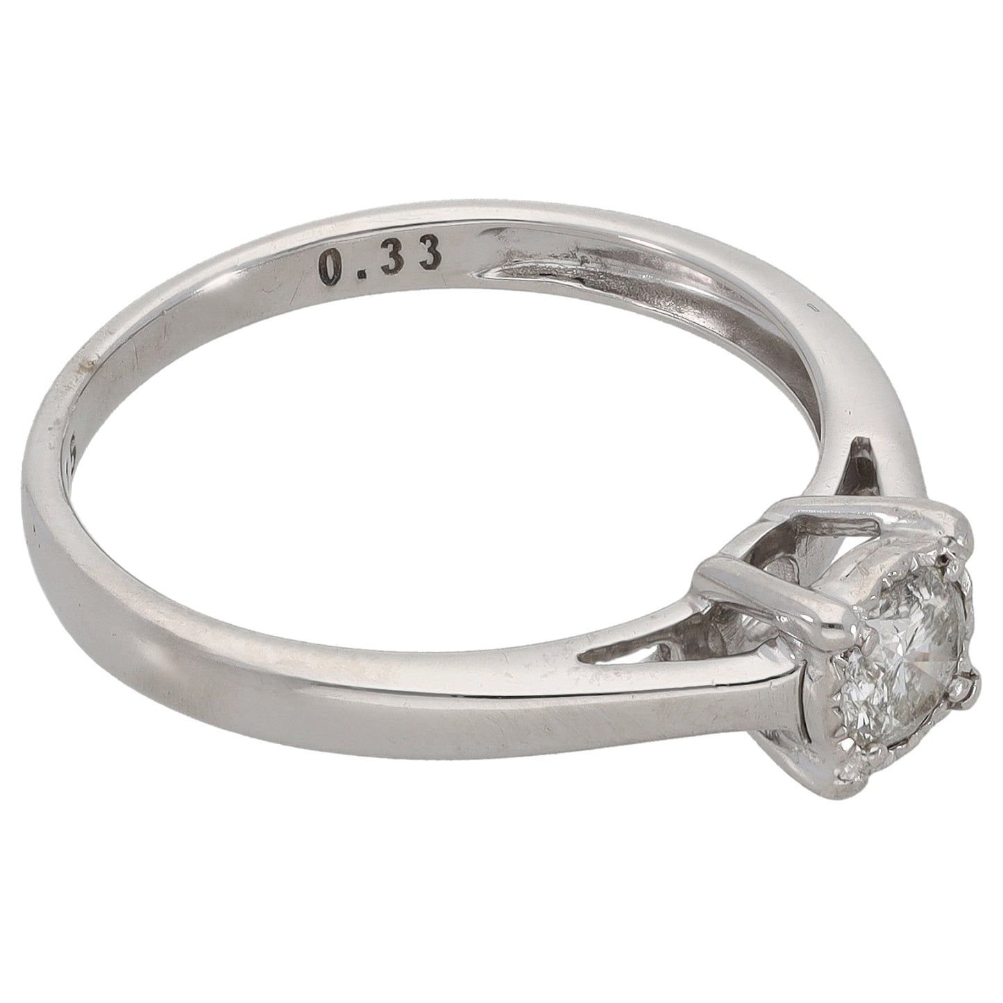 9ct White Gold 0.33ct Diamond Solitaire Ring Size O