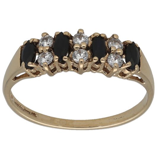 9ct Gold Sapphire & Cubic Zirconia Dress/Cocktail Ring Size M