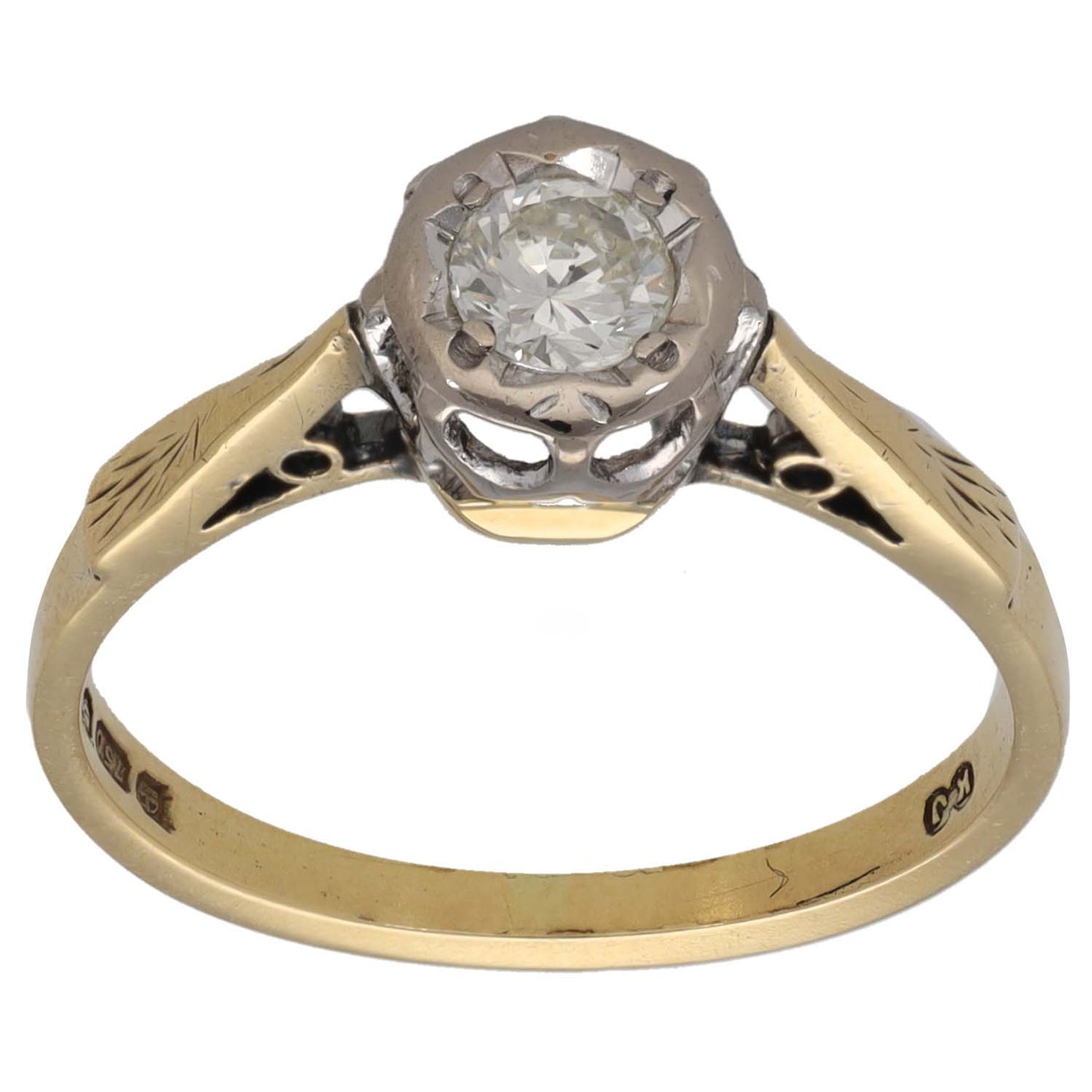 18ct Gold 0.33ct Diamond Solitaire Ring Size L