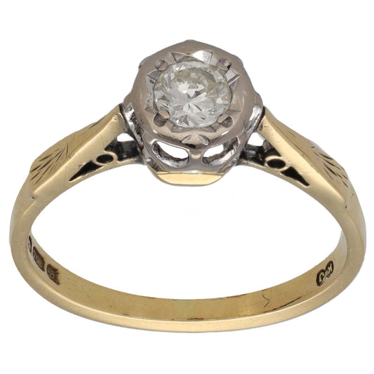 18ct Gold 0.33ct Diamond Solitaire Ring Size L