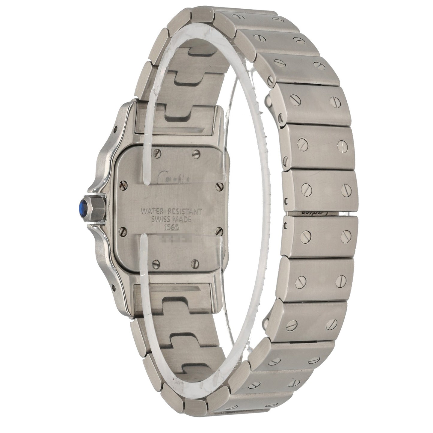 Cartier Santos Galbee W20056D6, cream dial inside stainless steel case and bracelet, rear angle image