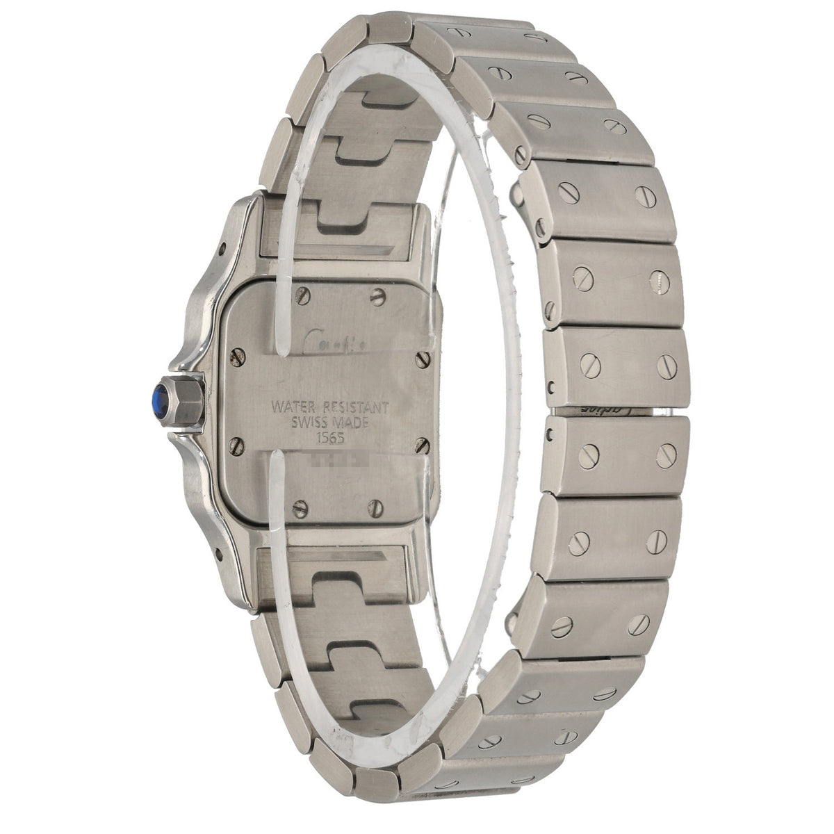 Cartier Santos Galbee W20056D6, cream dial inside stainless steel case and bracelet, rear angle image