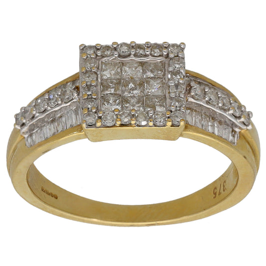 9ct Gold 1.04ct Diamond Dress/Cocktail Ring Size N