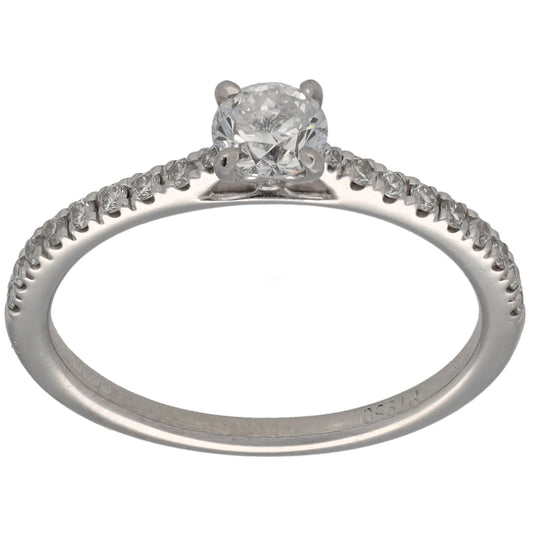 Platinum 0.50ct Diamond Solitaire Ring With Accent Stones Size N