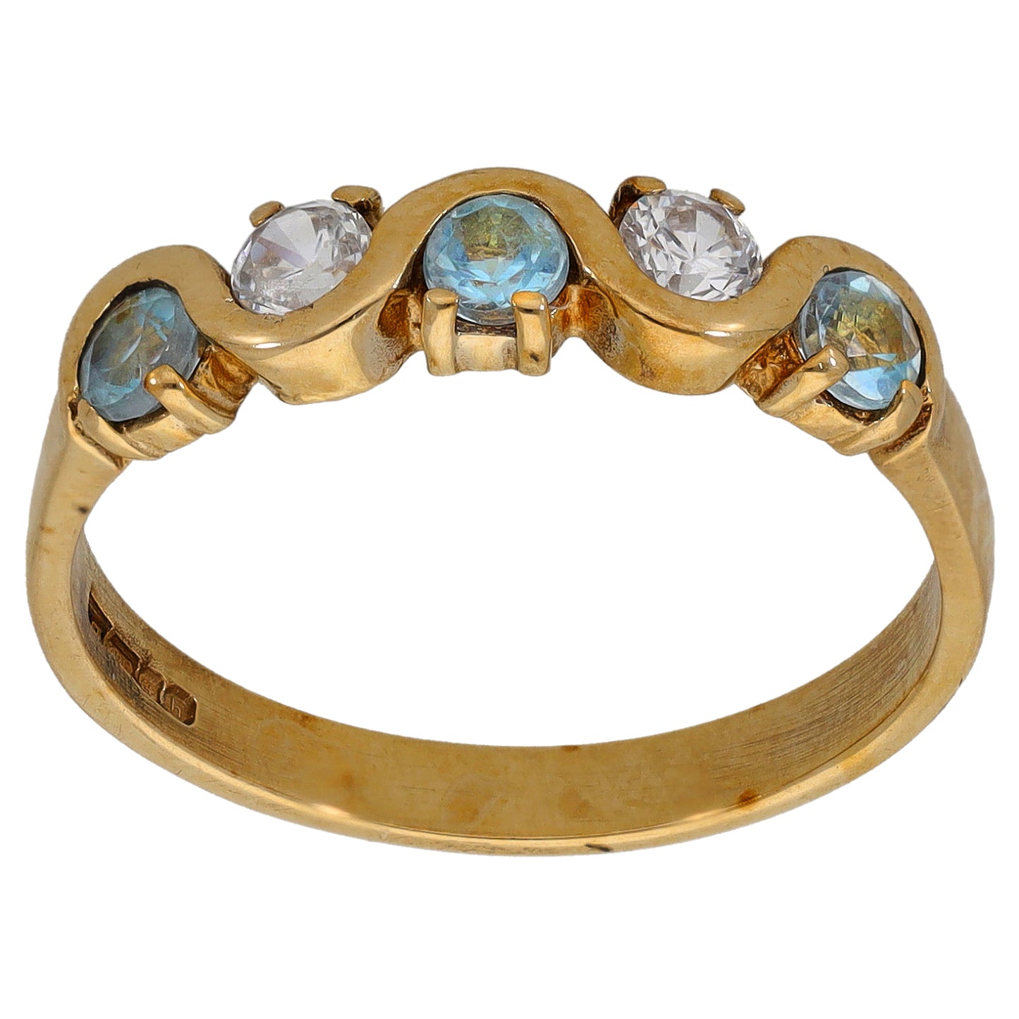 9ct Gold Topaz & Cubic Zirconia Half Eternity Ring Size T