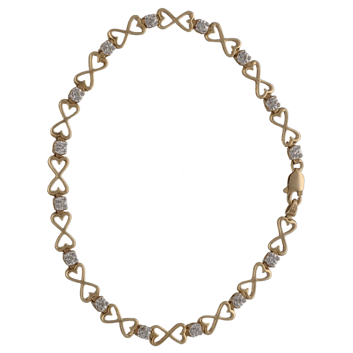 9ct Gold 0.07ct Diamond Fancy Stone Set Bracelet
