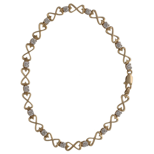 9ct Gold 0.07ct Diamond Fancy Stone Set Bracelet