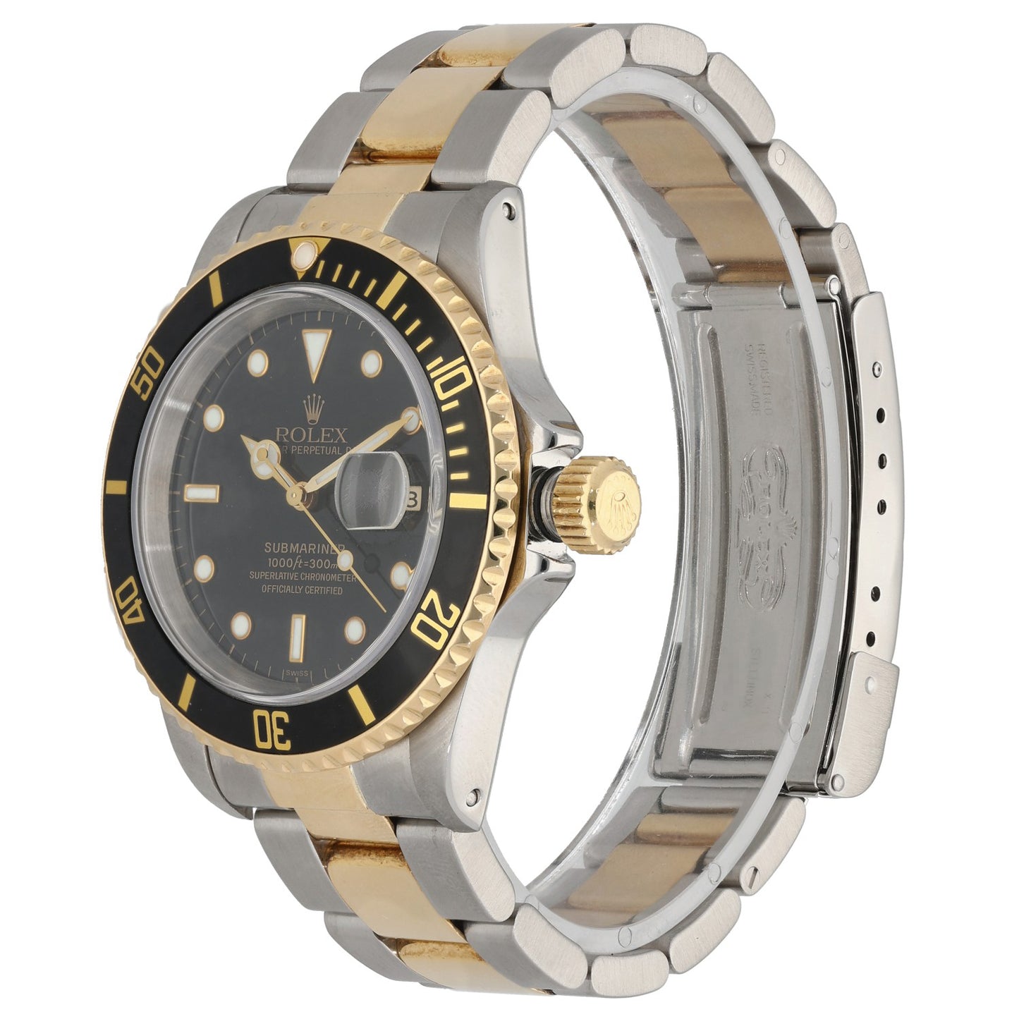 Rolex Submariner 16613, bi-colour, black dial, front angle image