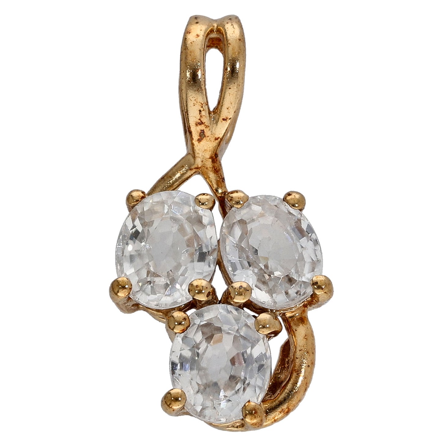 9ct Gold Zircon Three Stone Pendant