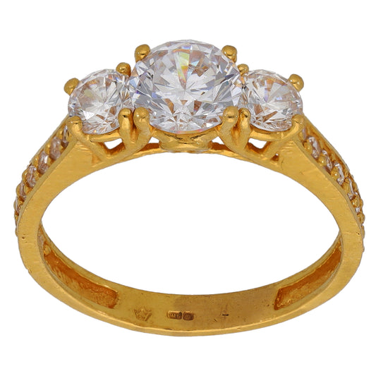 22ct Gold Cubic Zirconia Dress/Cocktail Ring Size P