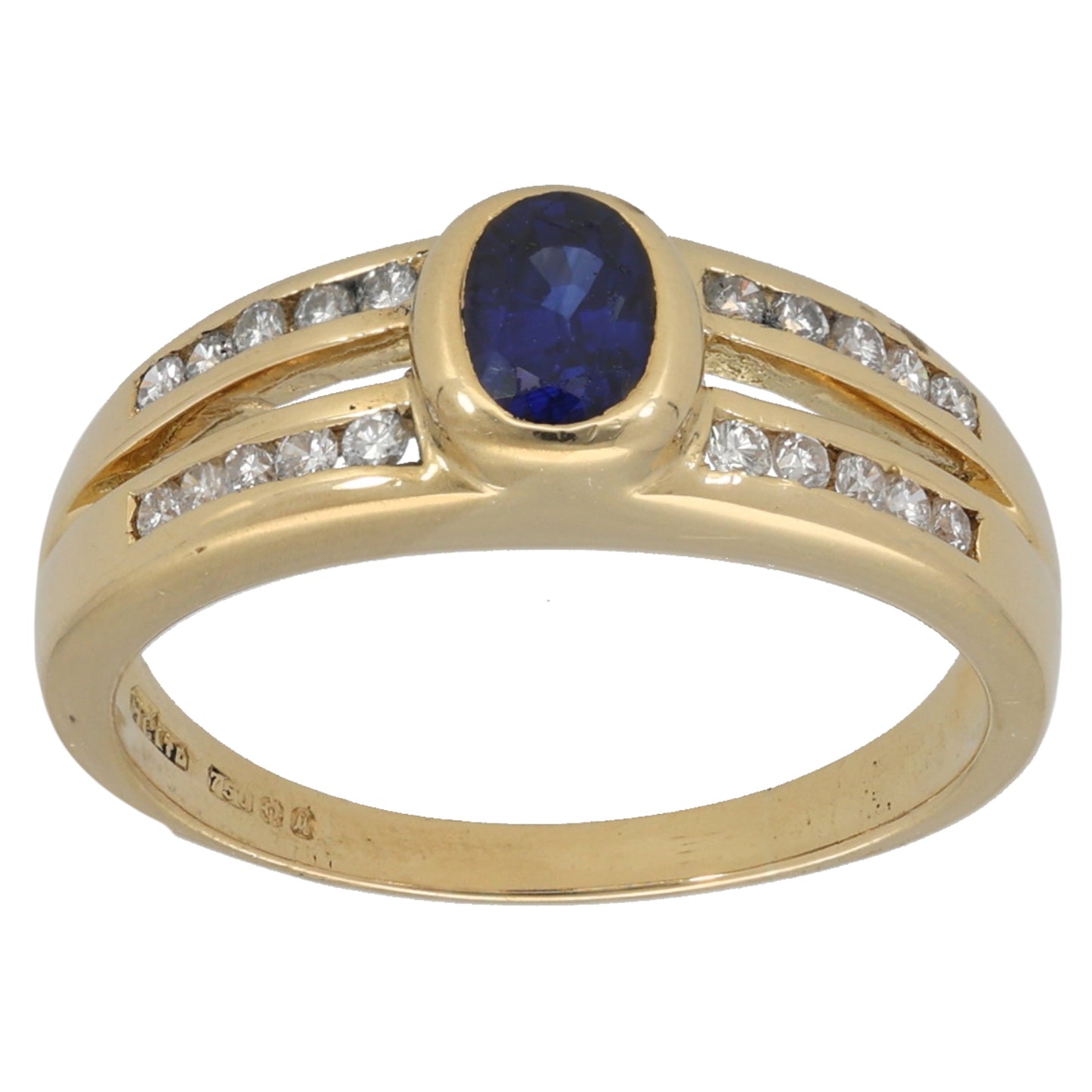 18ct Gold Sapphire 0.20ct Diamond Dress/Cocktail Ring Size N