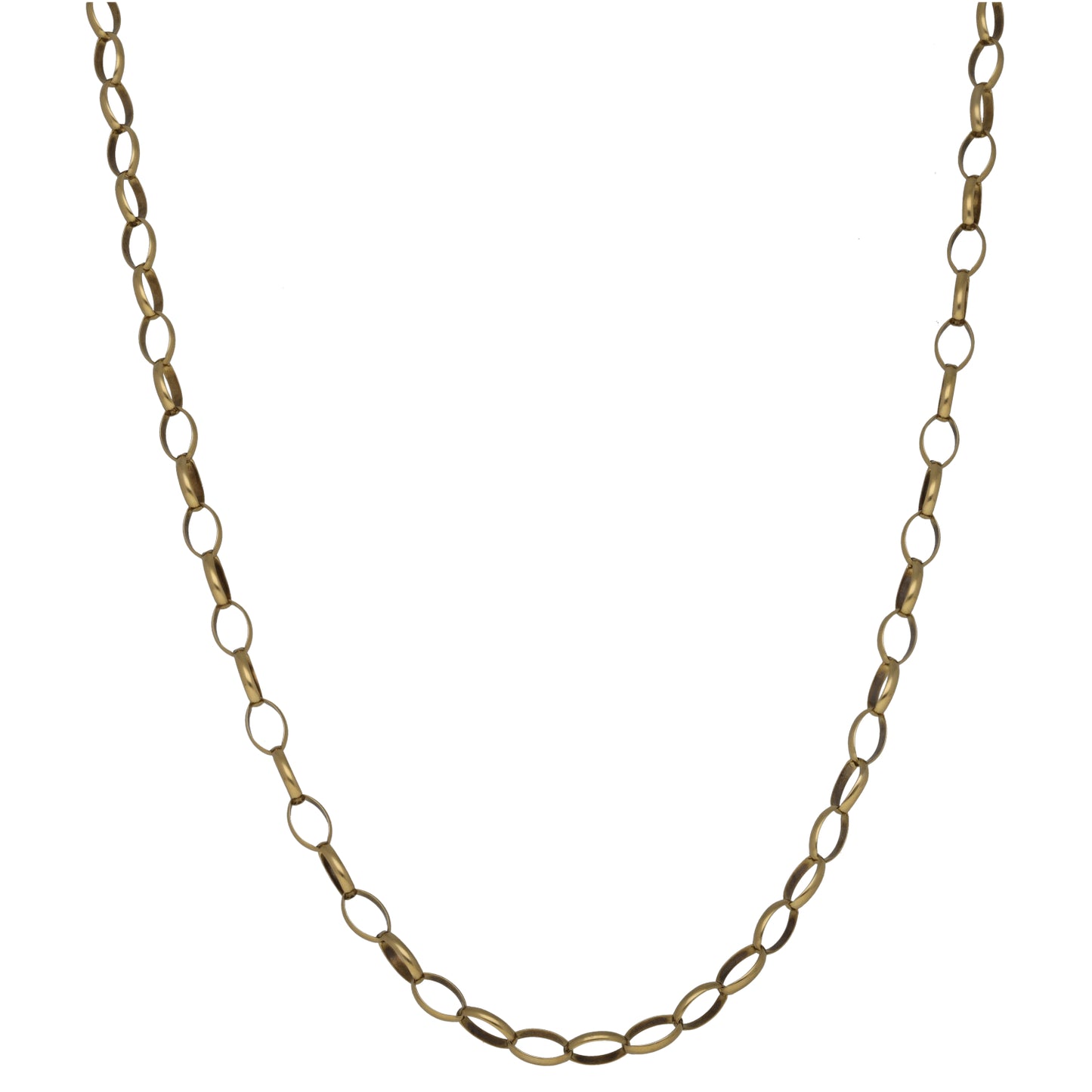 9ct gold belcher chain necklace with oval link pattern