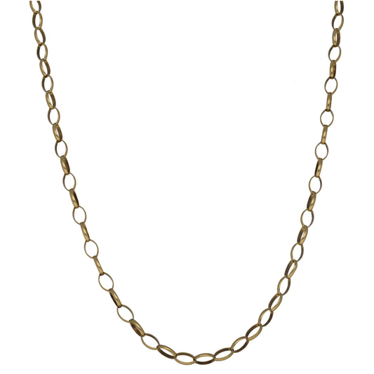 9ct gold belcher chain necklace with oval link pattern