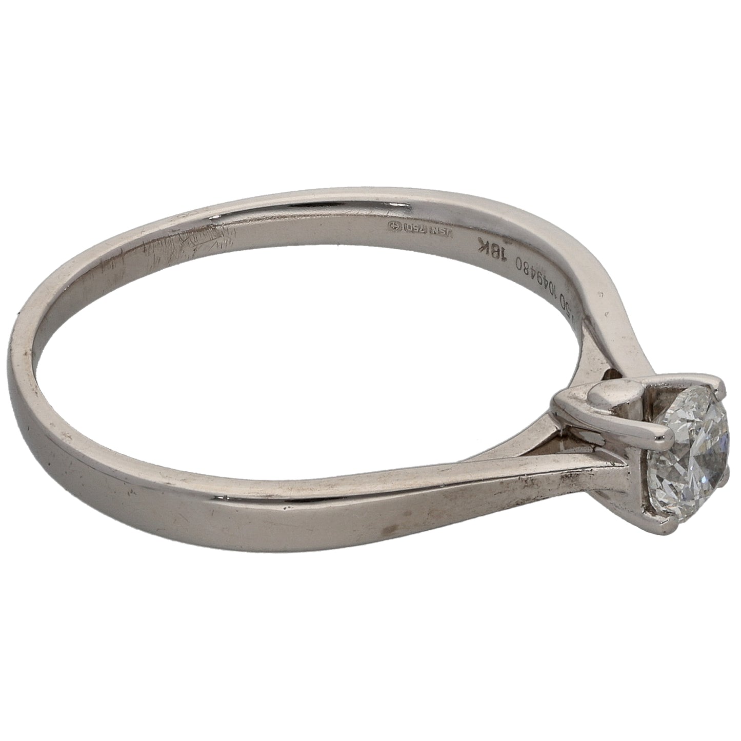 18ct White Gold 0.50ct Diamond Solitaire Ring Size T