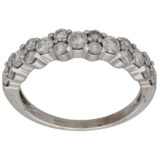 9ct White Gold 0.99ct Diamond Half Eternity Ring Size N