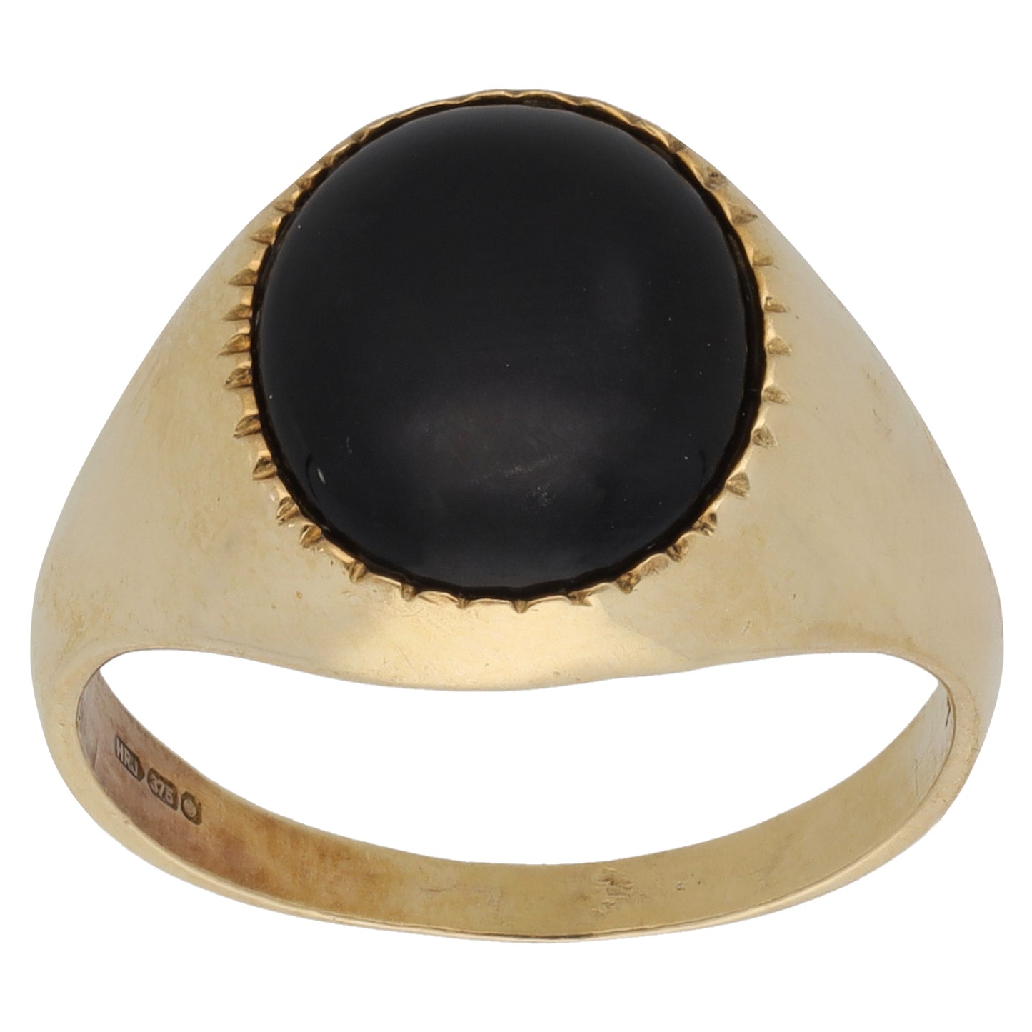 9ct Gold Onyx Single Stone Signet Ring Size O