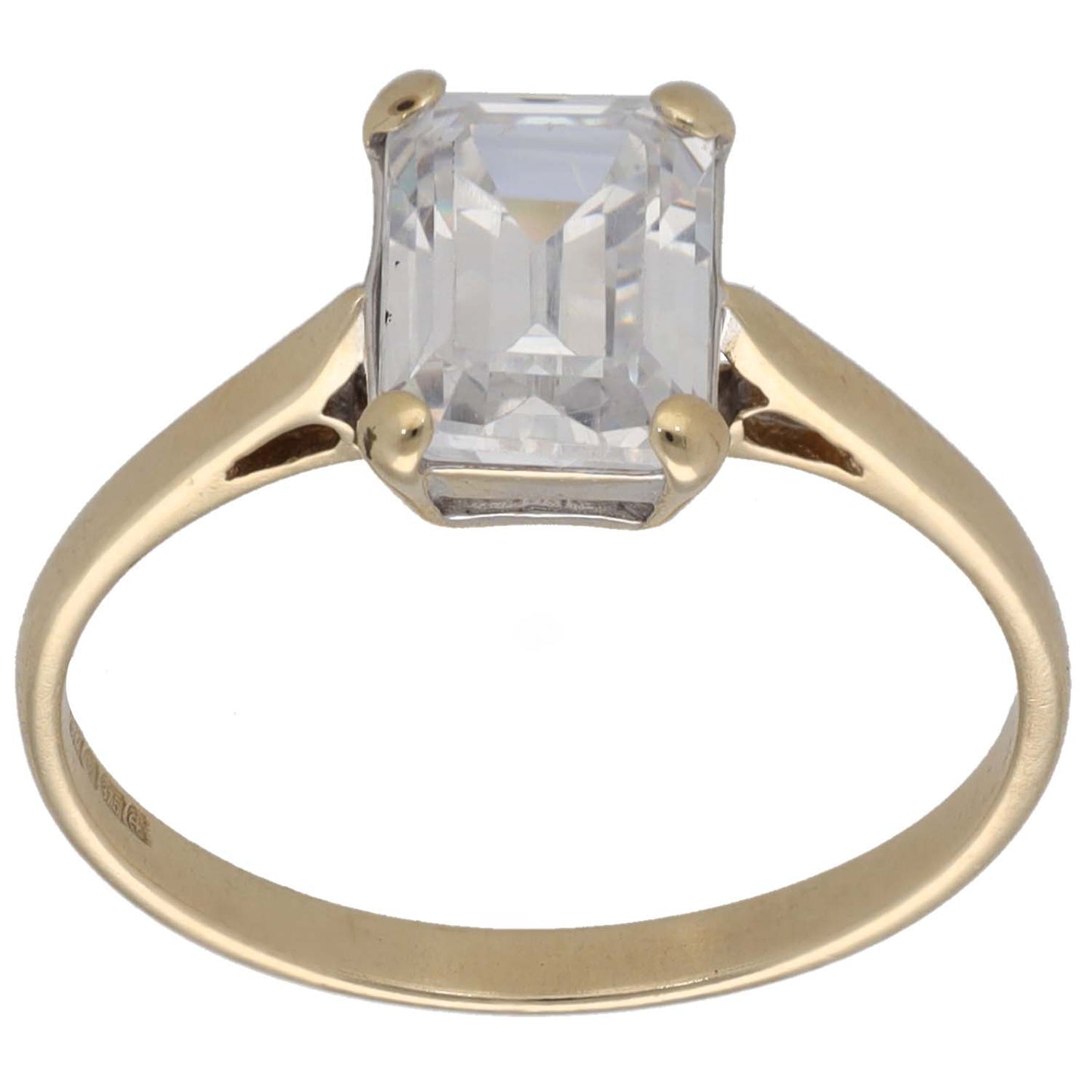 9ct Gold Cubic Zirconia Single Stone Ring Size N