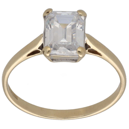 9ct Gold Cubic Zirconia Single Stone Ring Size N