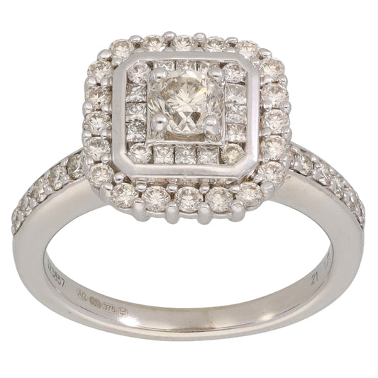 9ct White Gold 1.69ct Diamond Dress/Cocktail Ring Size N