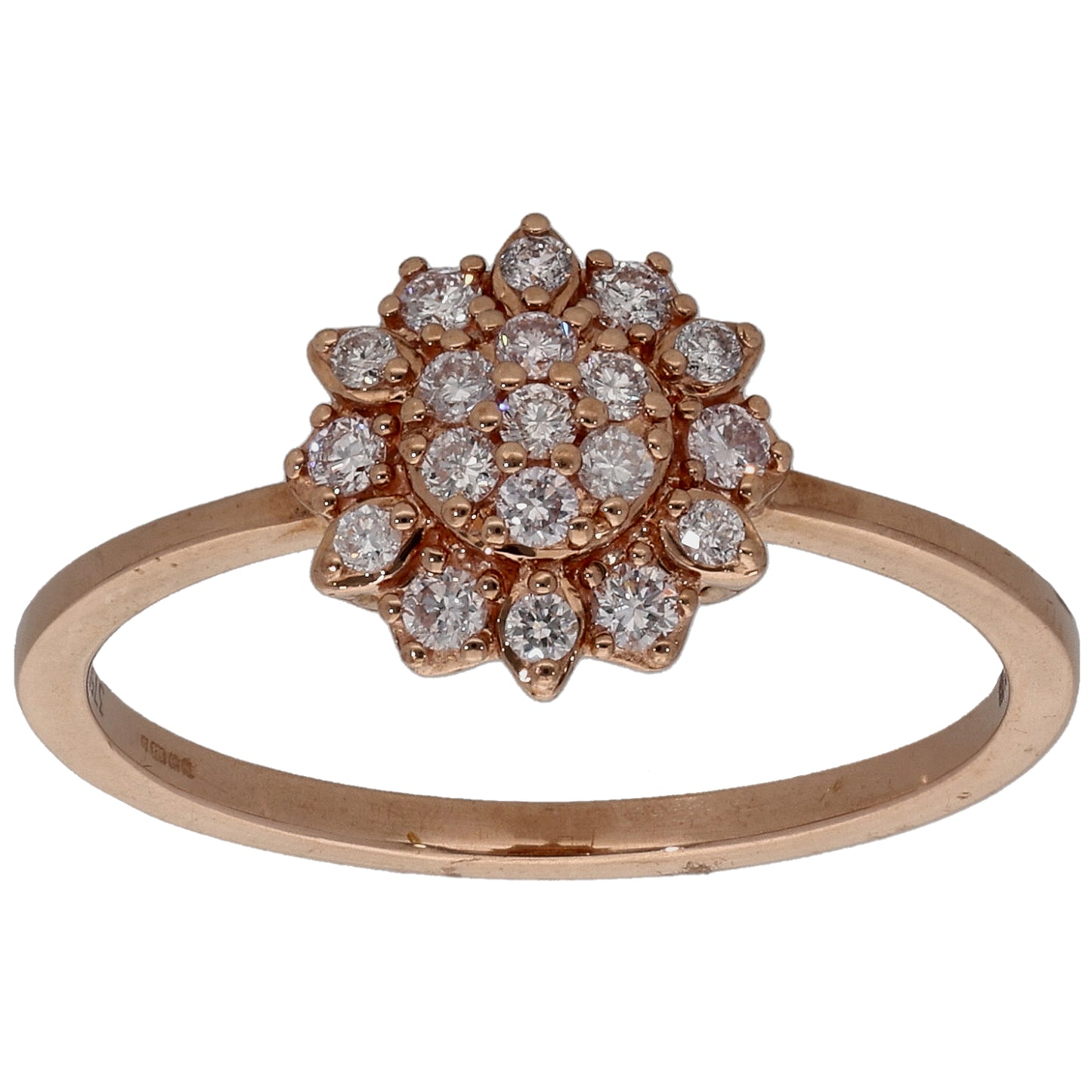 9ct Rose Gold 0.25ct Diamond Cluster Ring Size N