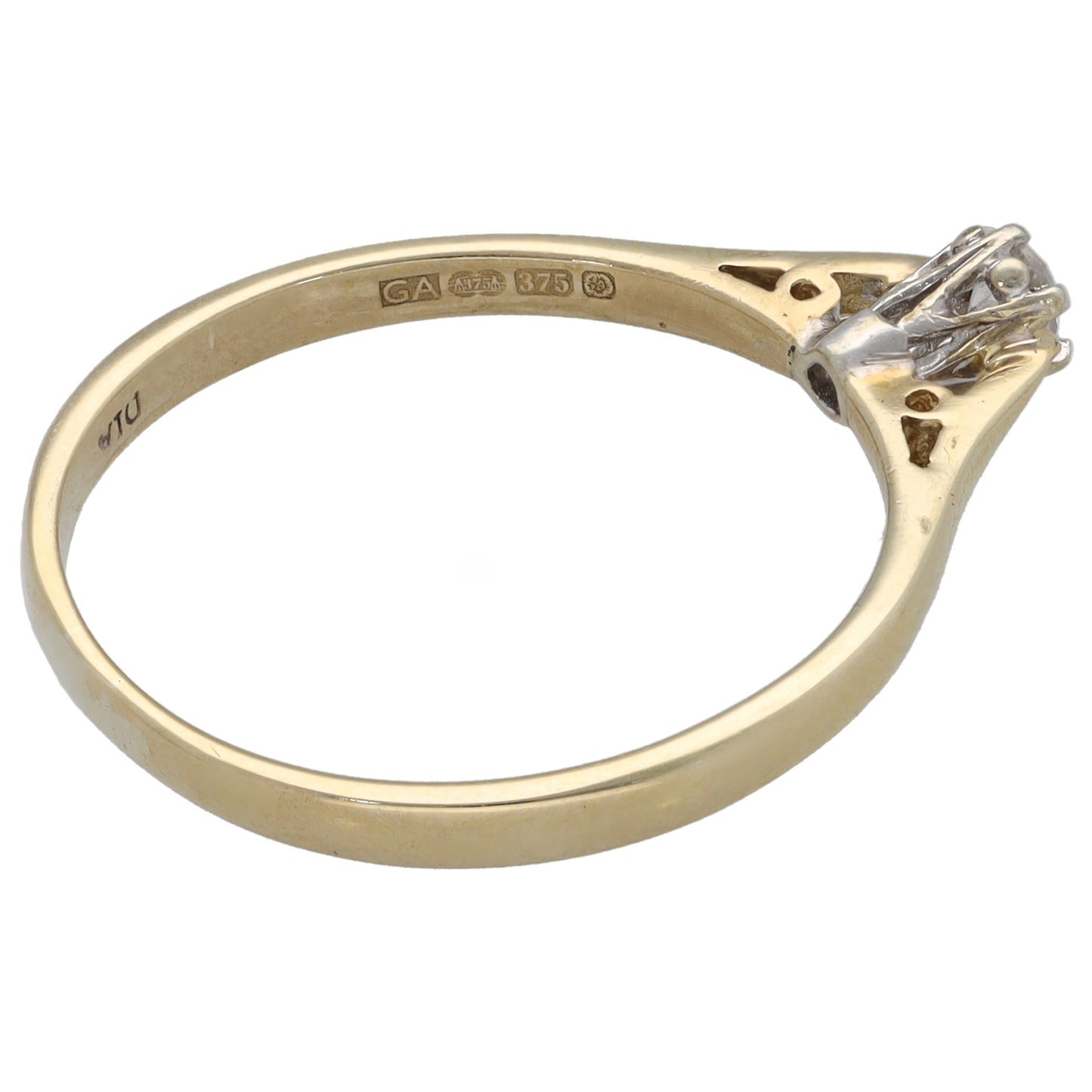 9ct Gold 0.10ct Diamond Solitaire Ring Size Q