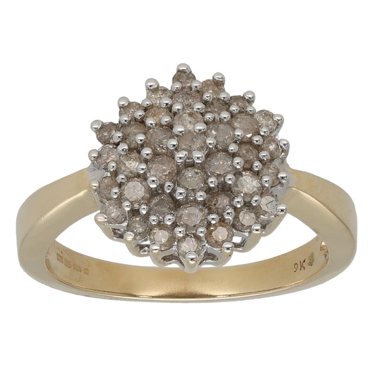 9ct Gold 0.93ct Diamond Cluster Ring Size S