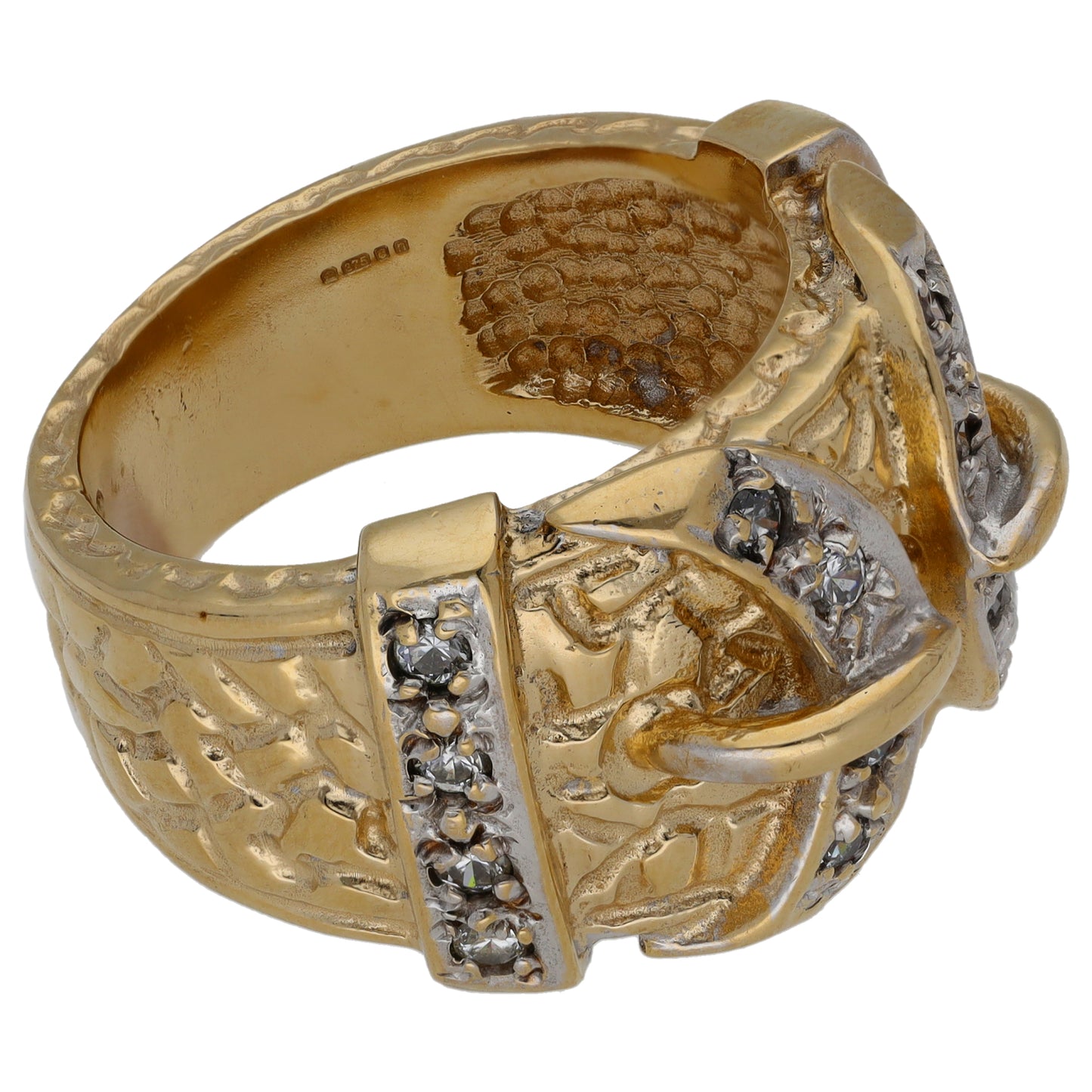 9ct Gold Cubic Zirconia Buckle Ring Size X