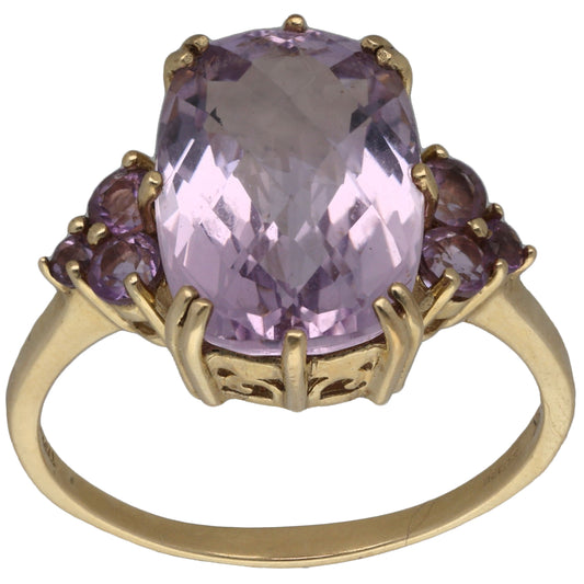 9ct Gold Amethyst Dress/Cocktail Ring Size S