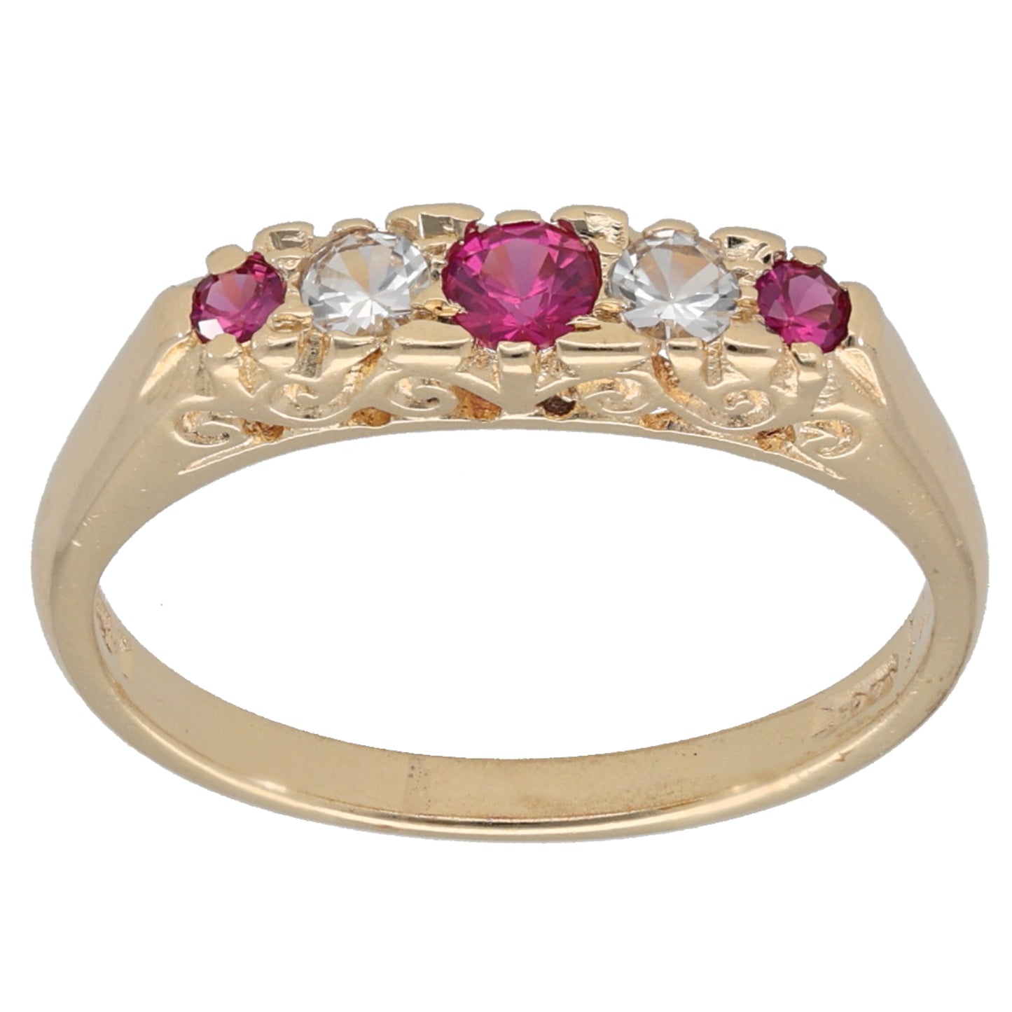 9ct Gold Imitation Gems Half Eternity Ring Size N