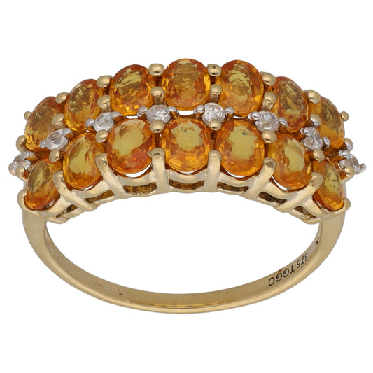 9ct Gold Sapphire & Imitation Gems Dress/Cocktail Ring Size O