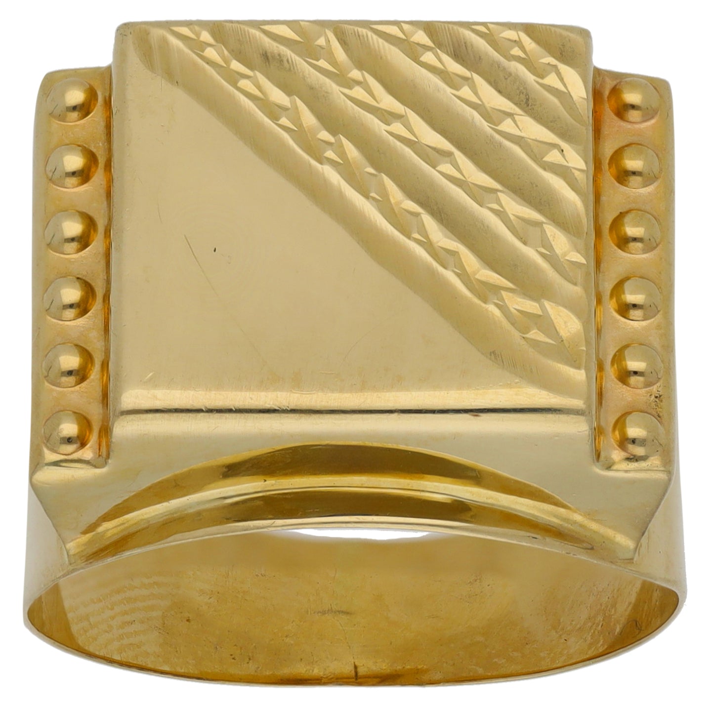 14ct Gold Patterned Signet Ring Size V