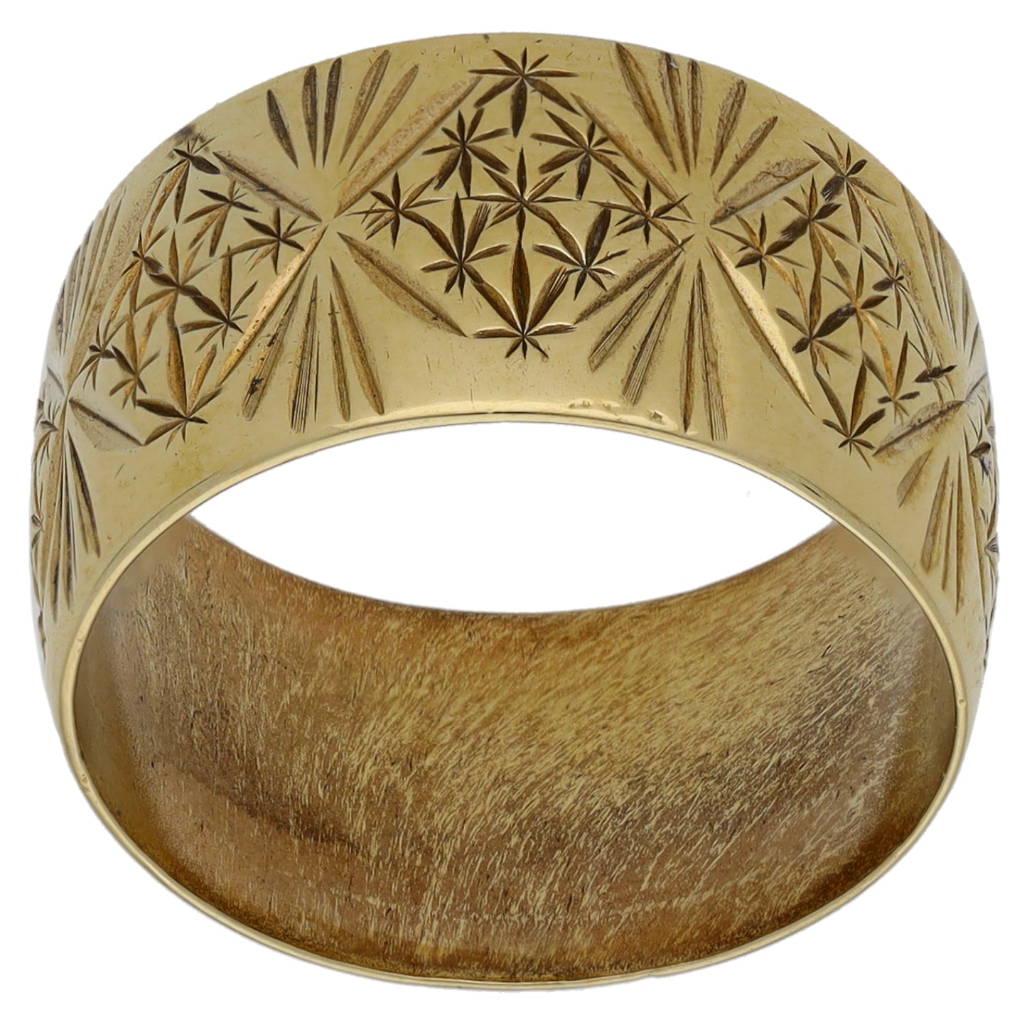 9ct Gold Patterned Wedding Ring Size L