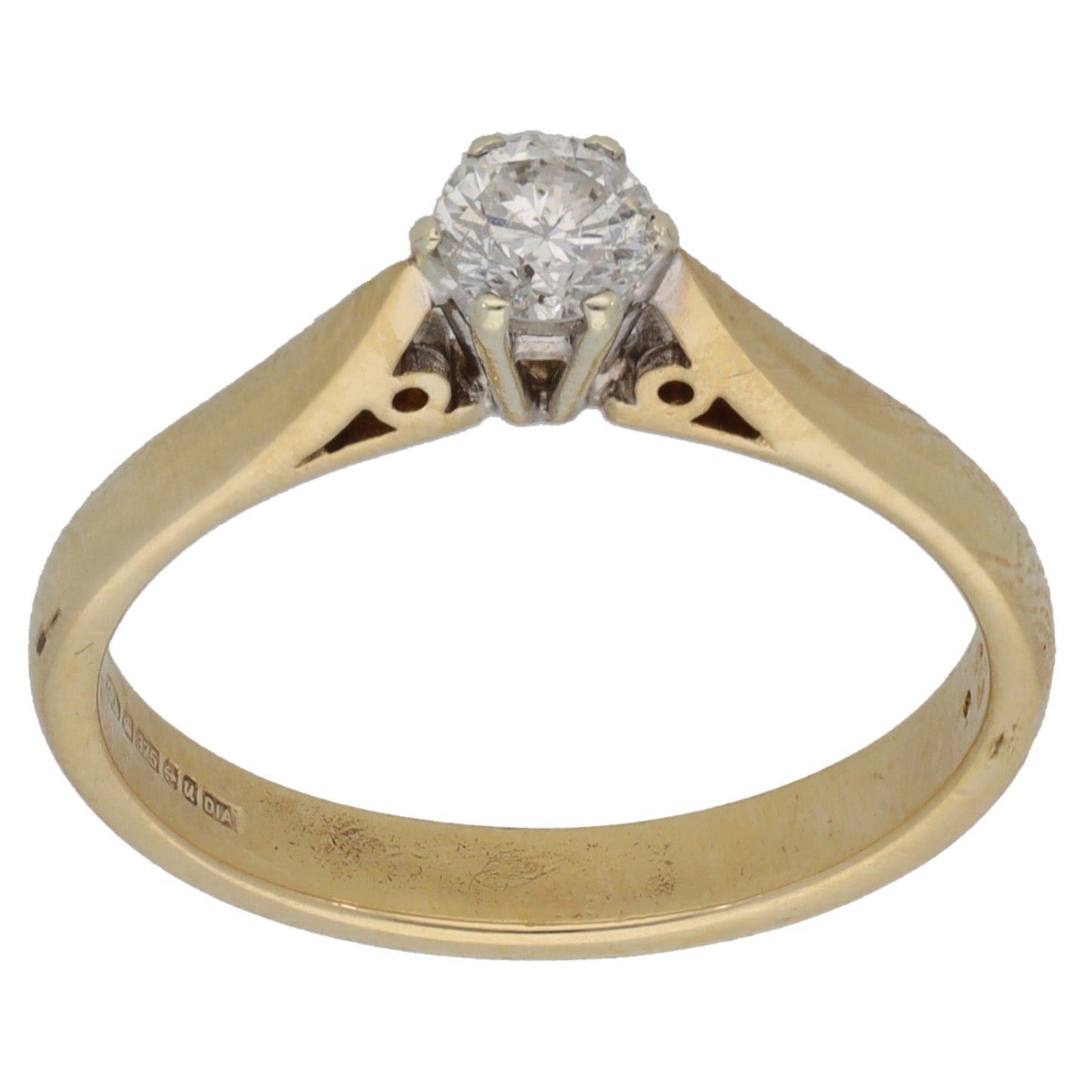 9ct Gold 0.25ct Diamond Solitaire Ring Size N