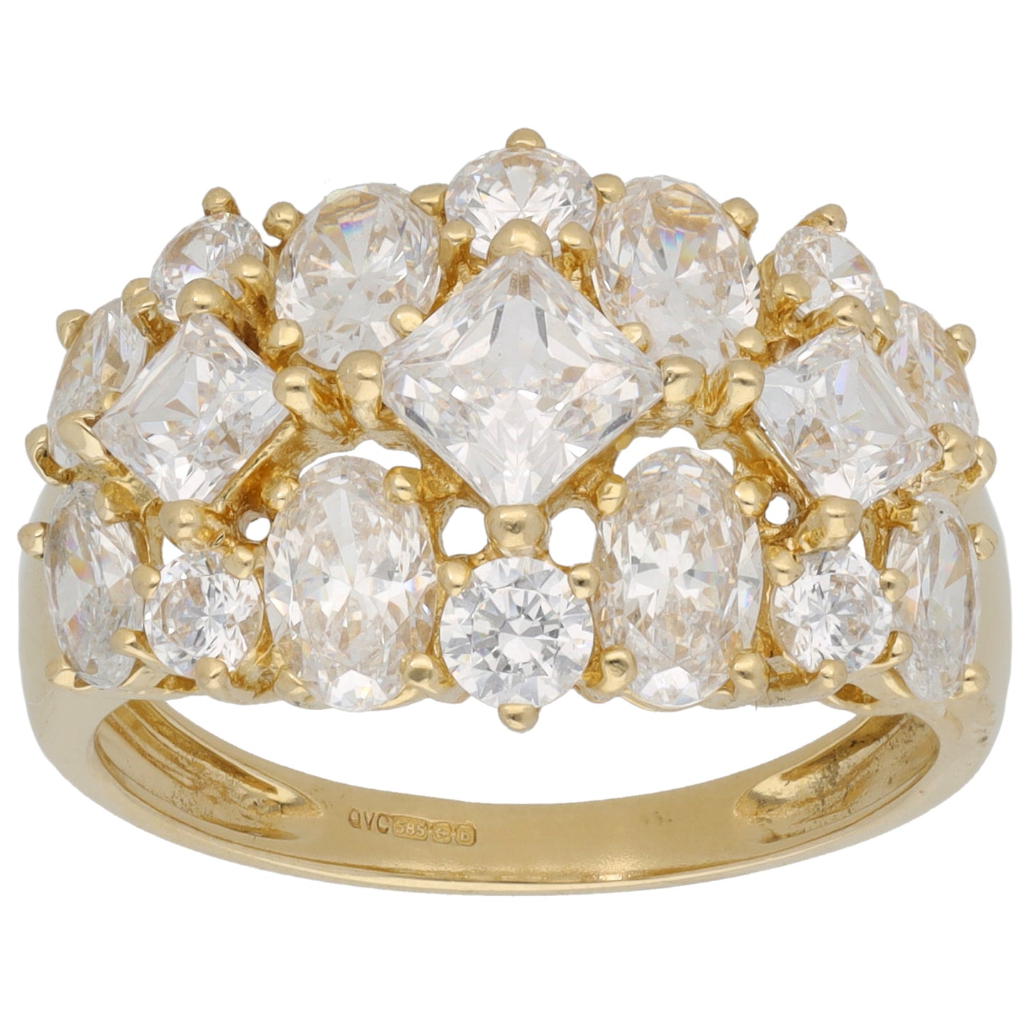 14ct Gold Cubic Zirconia Dress/Cocktail Ring Size S