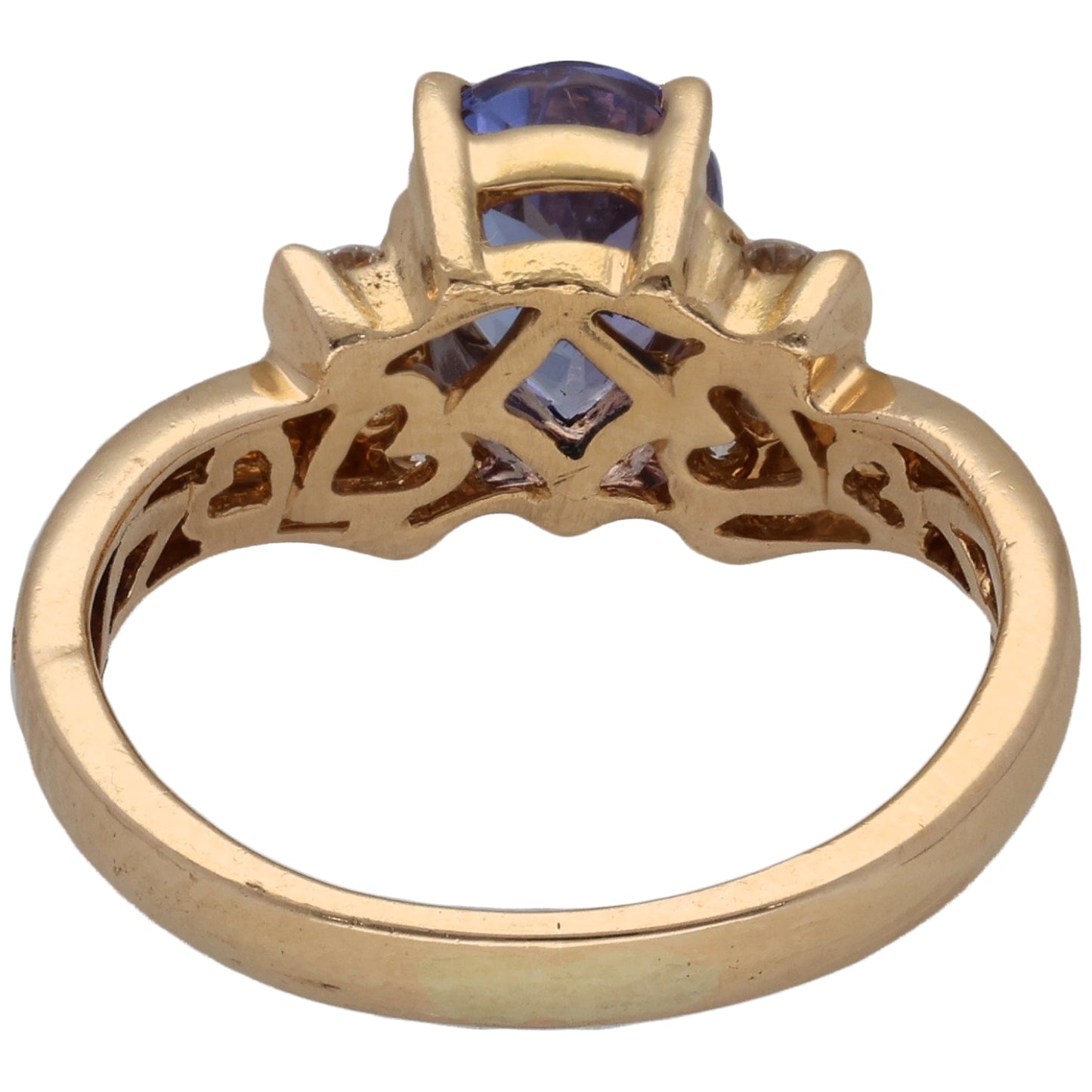 14ct Gold Tanzanite & 0.19ct Diamond Dress/Cocktail Ring Size K