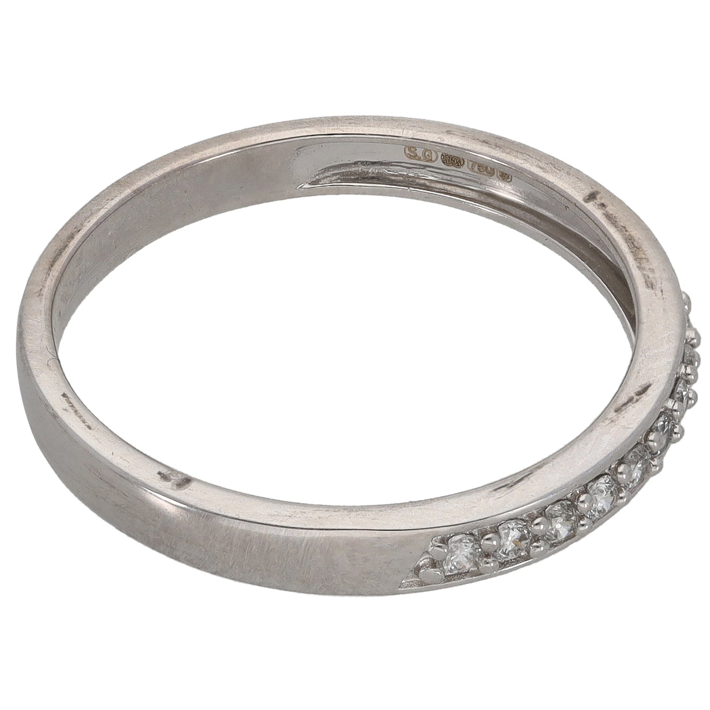 18ct White Gold 0.09ct Diamond Half Eternity Ring Size N